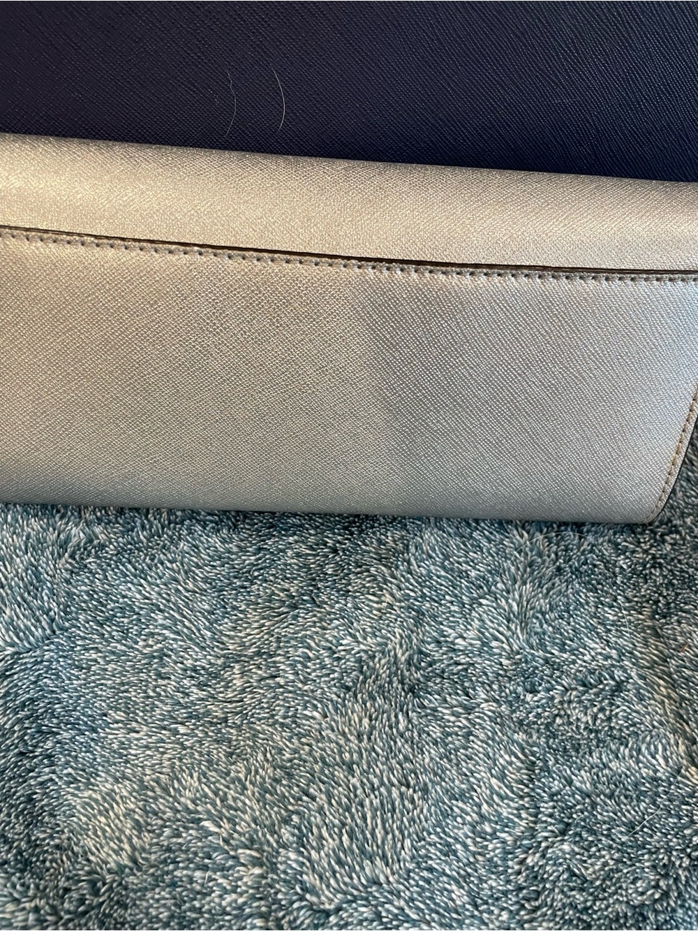 Michael Kors Blue and silver Floral Tote w and Silver Wallet - Picture 7 of 8